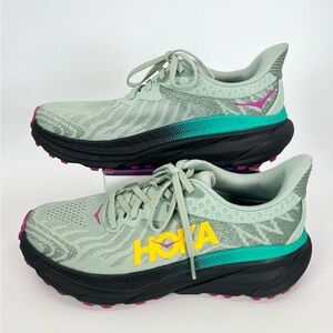 Hoka One One Challenger ATR 7 Shoes Green/Black Trail Running - WOMENS 8.5 - EUC